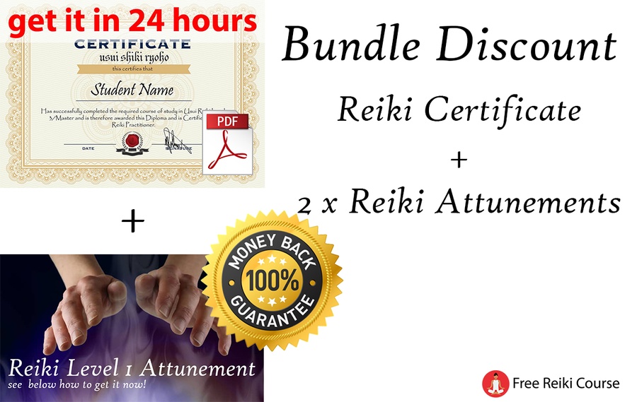 Reiki Level 1 Bundle Certificate + 2 x Attunements