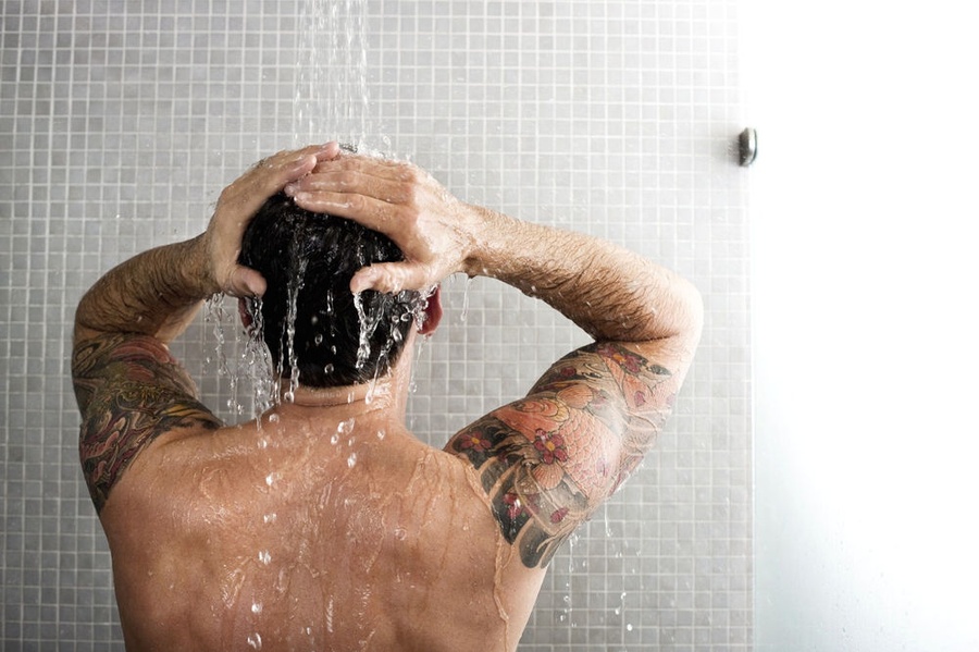 Man in shower