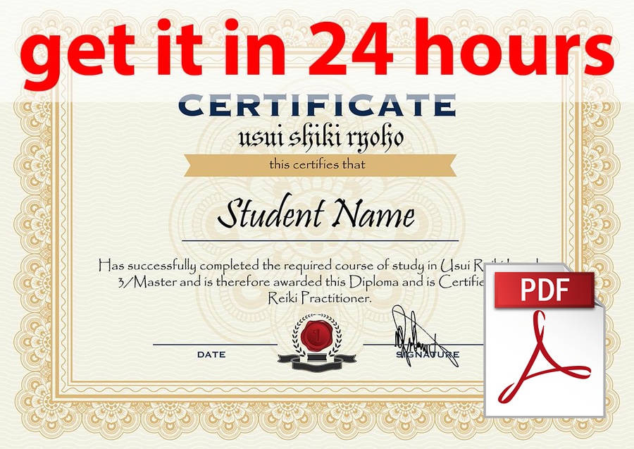 Reiki Certificate example